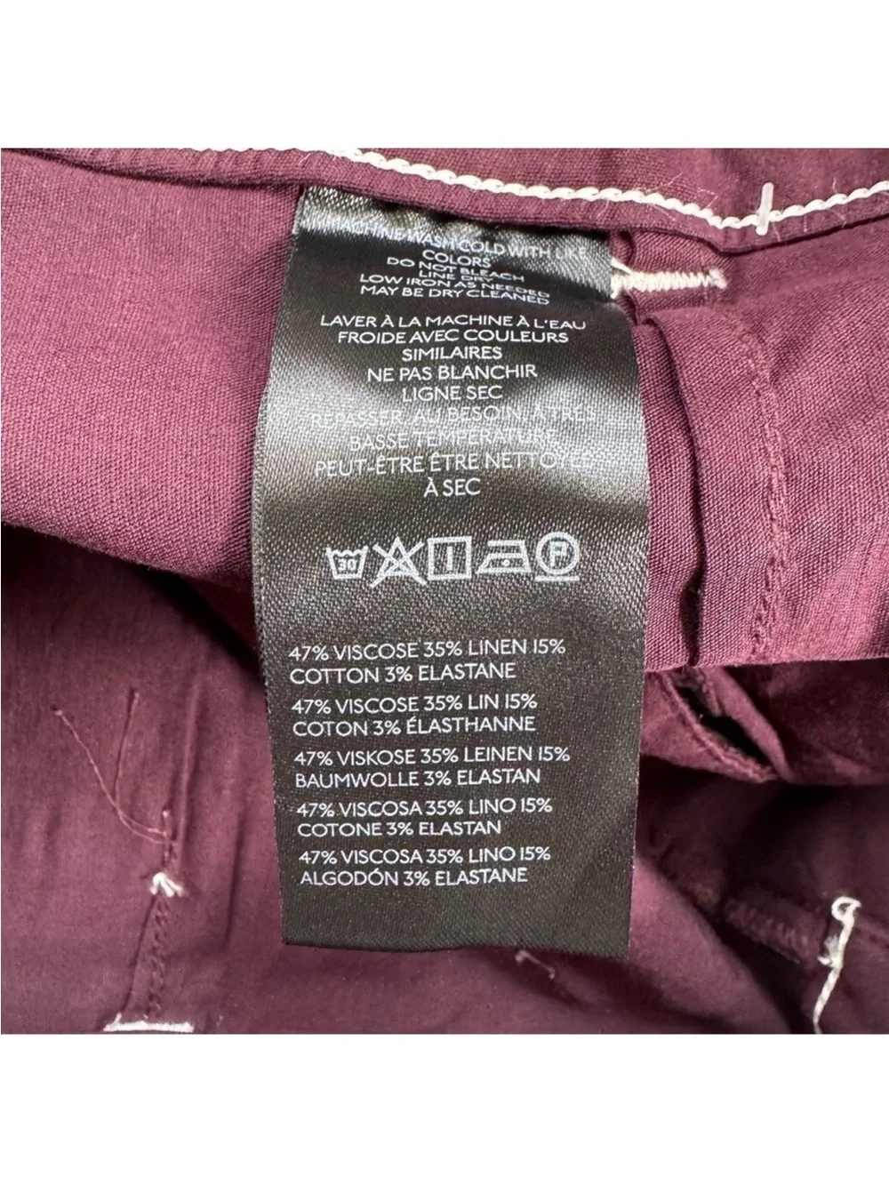 NWT Anthropologie The Colette Linen Wide-Leg Pants Contrast Brown Purple 31P - Picture 9 of 12